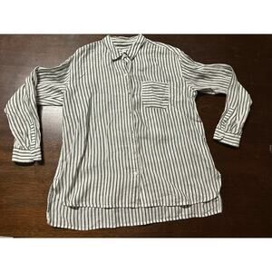 J Jill Love Linen Blouse Top Women Medium Beach Vacation Lagenlook Cottage Core